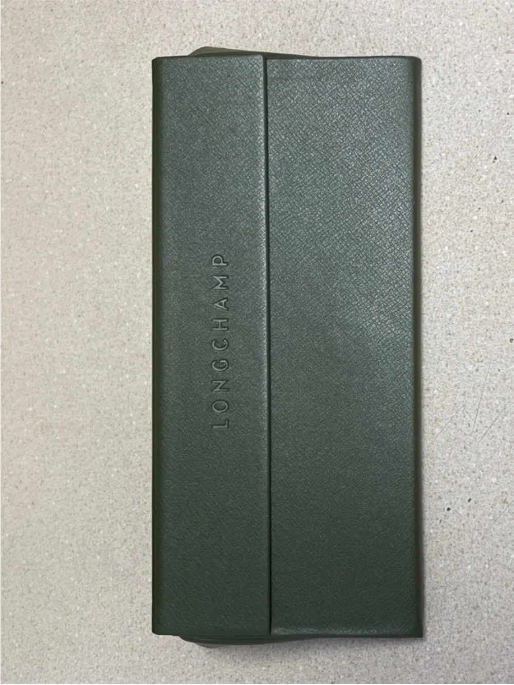 Longchamp Semi-Hard Shell Folding Eyeglasses Case Olive Green